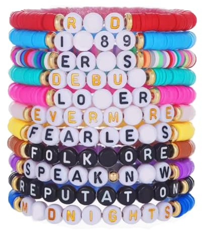 Toumett 11 Pcs Friendship Album Bracelets,Colorful Bohemian Style Letter Bracelets for Women Men,Fashionable Concert Souvenirs and Gifts