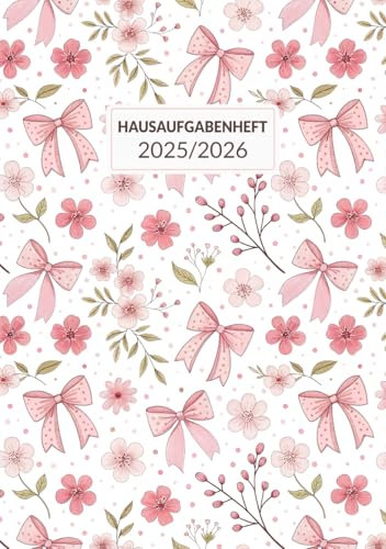 Hausaufgabenheft 2025/2026 Mädchen: Schülerkalender mit Datum für Grundschule, Gymnasium, Jungen, und Teenager, Schuljahr 25/26.
