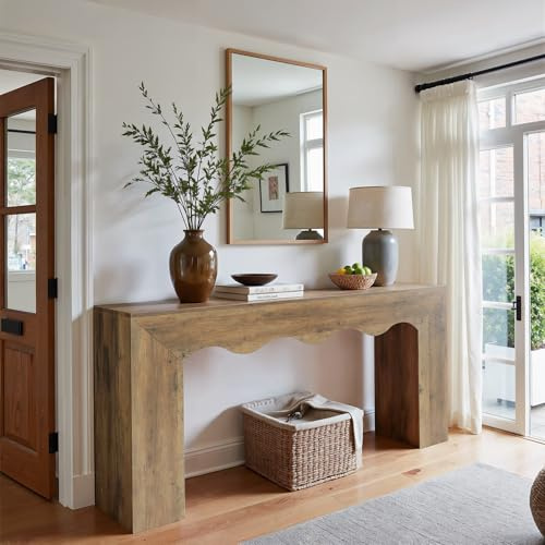 Tribesigns 63 Farmhouse Console Table, Wooden Couch Table Behind Sofa with Storage, Long Entryway Sofa Station, Narrow Console Stand with Base, Hallway Stand for Entryway, Living Room