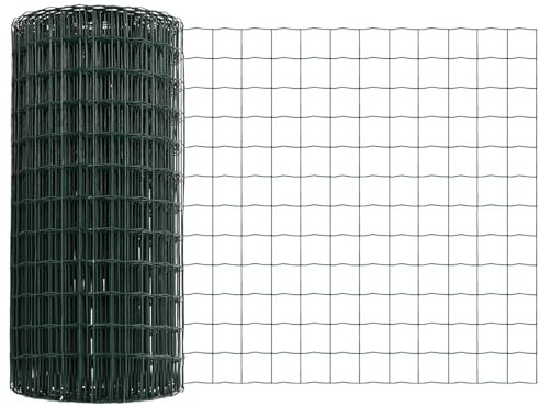 vidaXL Clôture avec poteaux Vert 0.4 x 50 m Acier, Clôture extérieure durable pour jardin et terrasse, barrière personnalisable, panneaux résistants aux intempéries