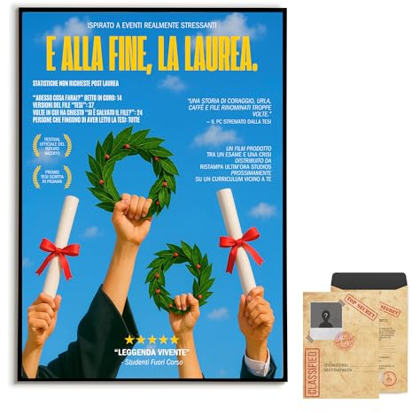 hOmty Biglietto Laurea Donna e Uomo Stile Locandina Film (Unisex) | Biglietto Auguri Laurea Donna | Biglietto Laurea Uomo