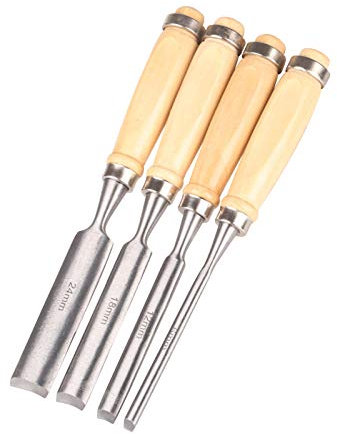 4PCS Wood Chisel Sets Carpenter Carving Firmer Gouge Wood Chisel Woodworking Tool Soft Grip Handles Steel-end Hand Tool