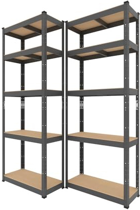 BAUSOKOL Schwerlastregal 180x70x30 cm, 2 STK, Schwarz, 875kg MDF Böden | Tragkraft 875kg Lagerregal, Werkstattregal, Kellerregal, Schwerlastregal, Steckregal, Regal wand, Standregal, Kleines regal