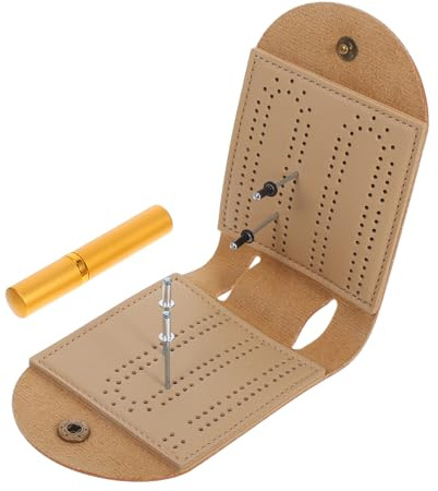 Milisten Tablero De Puntuación De Plegable De Cuero Marrón, Marcador Multifuncional Portátil para Juegos De Cartas, Accesorios De Puntuación para Niños y Adultos, Uso Hogar y Sala De Juego