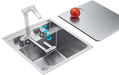 Fregadero de Carreras de Acero Inoxidable - Fregadero de Cocina con Cubierta, sifón, Grifo y Drenaje para el Uso de la despensa o la Barra