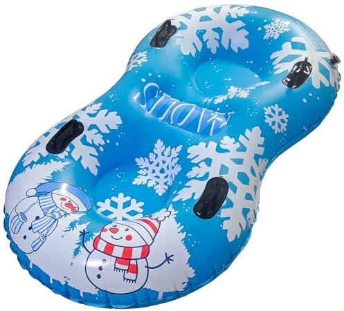 DIMAR GARDEN 2 Personen Snow Tube Aufblasbarer Schneeschlitten mit Griffen und Heavy Duty PVC, Blau