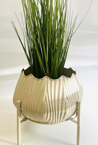 My Square Mile Cream Plant Pot, Indoor Vintage Planter With Legs, Cachepot 31cms Wide 30cms Height (Tall Height 38cm, Width 27cm Pot Opening 20cm)