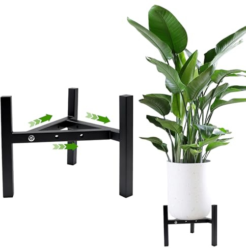 FORYNXHWIN Adjustable Plant Stand, Metal Plant Pot Stand for Outdoor and Indoor Use, Heavy Duty Stable Modern Planter Holder, Corner Plant Stand Fit 8 9 10 11 12 inch Pots (Black,1 Pack)