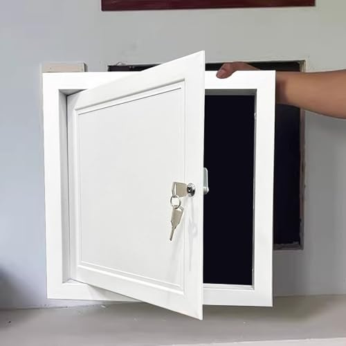 Puerta de acceso de metal para techo, escotilla eléctrica blanca con cerradura y llave, 356 x 559 mm, panel de acceso para paneles de yeso para una fácil inspección y mantenimiento