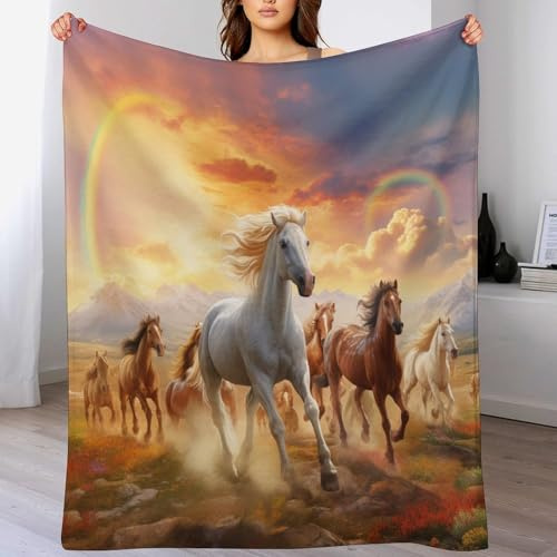 AASWDDS Couverture Polaire Cheval, en Flannel Douce Chaude Et Confortable, pour Canapé Ou Lit. Linge De Lit Couvre-lit Couvertures 130×150cm