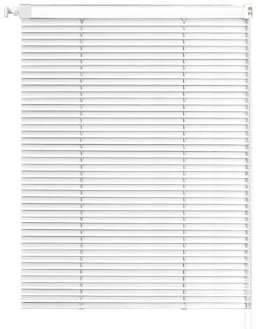 LRYELWA Aluminium Jalousie,mit Klemmträgern,Jalousette Ohne Bohren Sichtschutz Blendschutz Lichtschutz Sonnenschutz für Fenster,Türen,Haus,Büro,Badezimmer,Schlafzimmer,Küche,Weiß (145cm x 220cm)