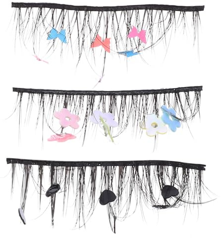 IMIKEYA Finte Decorative Paillettes, 3 Paia, in Pelo Sintetico Leggero, Adatte per Matrimonio e Shopping