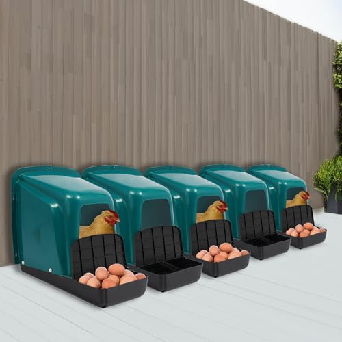 5-pack fågelholkar lagtest av plast, hönshus hönsäst lagerester väggfästning/fristående, 46,6 x 39 x 41,5 cm