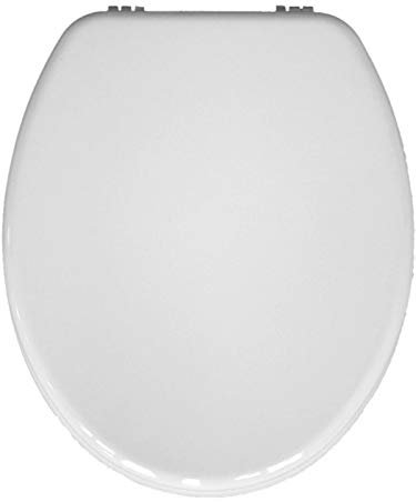 WC Sitz Klobrille mit Holzkern, Farbe Weiss, verstellbare Metallscharniere