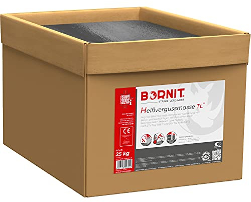 BORNIT Heißvergussmasse TL Fugenverguss für Asphalt und Beton 25 kg | Reparaturmasse mit hoher Bewegungsaufnahme, unempfindlich gegen Wasser und Tausalz