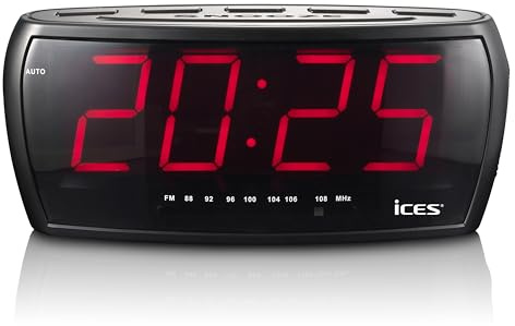 Ces Icr-230 Radio-Réveil - Radio-Réveil avec 2 Heures D'Alarme - Pll Fm - Fonction Snooze - Minuterie De Sommeil - Réserve De Marche, Petit, Noir