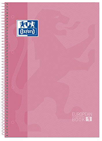 Oxford School Europeanbook Notizbuch farbiger Rand A4+ liniert 80 Blatt Hardcover rosa