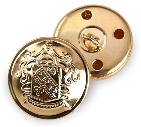 Retro-Metallknöpfe mit Ösen, Anzug-/Mantelknöpfe, dekorative Verschlüsse, Nähzubehör, Packung à 12 Stück, goldfarben, gold, 30 mm