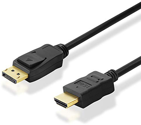 DisplayPort auf HDMI Kabel - 5m Verbindungskabel schwarz doppelt geschirmt - DisplayPort (DP) Stecker zu HDMI Stecker vergoldet - für HD, FullHD, UHD, 4K, 3D