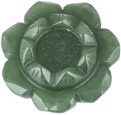 mookaitedecor Porte Bougies/Support de Balle Fleur de Lotus Aventurine Verte Pierre Naturelle,Cristal Guérison pour Table Décoration Chauffe-Plat