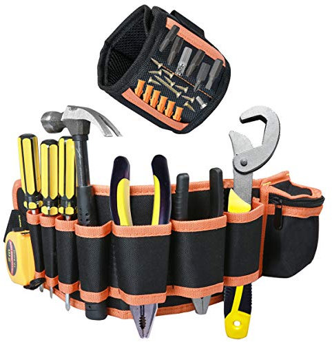 Laoyoung Werkzeuggürtel Werkzeugtasche aus 600D Oxford Stoff + Magnetisches Armband Magnetarmband mit 15 leistungsstarken Magneten