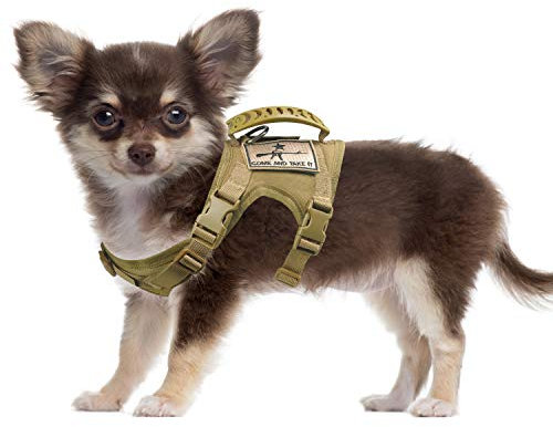 SALFSE Taktisches Hundegeschirr, Outdoor-Arbeitsweste, verstellbar, Größe XS, Militär, MOLLE, Hundegeschirr mit Gummigriff