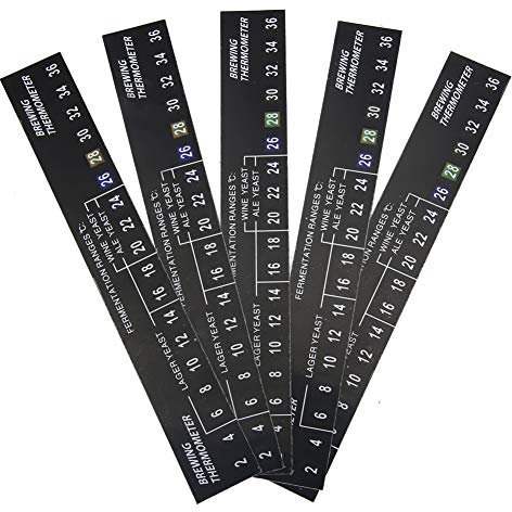 Raguso Termómetro de cerveza, 5 unidades, adhesivo LCD, termómetro para cerveza casera, cerveza y vino