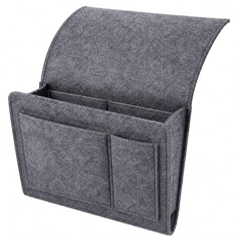 jiuzcare Betttasche Bettorganizer Bett Organizer Sofa Organizer Armlehne Organizer (Filz 5 Taschen Hängeaufbewahrung Fernbedienungshalter Nachttisch Organizer)