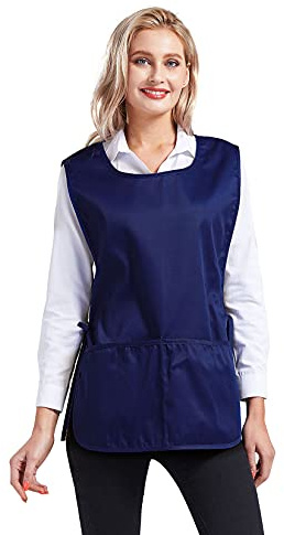 Nanxson Unisex Cobbler Apron with 2 Deep Pockets, 2 Pack Smock with Side Ties for work kitchen CF3137 (navy, One Size)