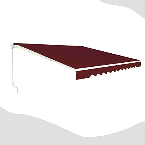 GOPLUS Toldo Retráctil Exterior Impermeable (300x250 cm, Rojo) | Protección UV y ángulo ajustable de 40°-100° con manivela manual y estructura de aluminio para balcón, terraza o ventana