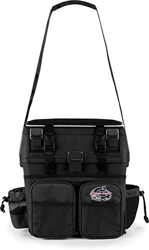 normani Sitzkiepe Angelrucksack Multi-Angelbox Sitz- und Gerätekasten mit Tragegurtsystem - inklusive 4 Kunststoffboxen Dunkelschwarz OneSize