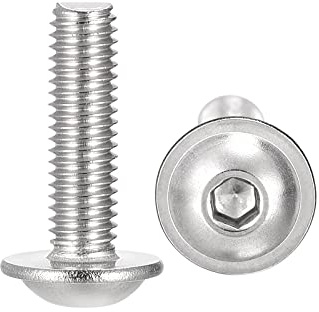 sourcing map 25Uds Brida Botón Cabeza Enchufe Tapa Tornillos M5* 18mm 304 | Hexagonal Enchufe Impulsor Tornillo, Inoxidable Acero Sujetadores Pernos, Totalmente Roscado Máquina Tornillo