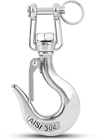 9Tong Lourd Devoir Crochet de Levage Chargez le Remorquage Chaîne de Levage Crochet de Sécurité Treuil Remorque Acier Chape Loquet Sécurité Levage Inoxydable 1/2 Inch 1500kgf