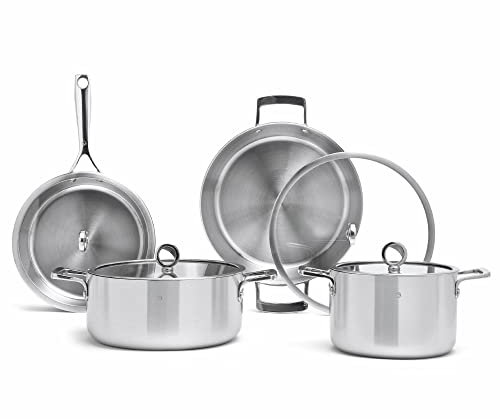 Olav® Set de cuisine en cuivre, matériau 5 couches, apte à l'induction et au lave-vaisselle, set de casseroles et poêles antiadhésives, créé en Allemagne, sans PFOA (Petit Set, Non Revêtu - Serveur)
