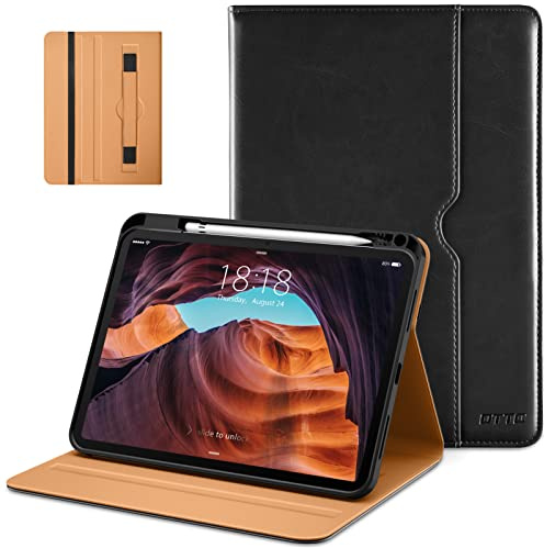 DTTO Copue pour iPad (A16) 11e génération 11 Pouces 2025, iPad 10e génération 10.9 Pouces 2022, Étui de Poche en Cuir de première qualité avec Porte-Crayon - Réveil/Sommeil Auto, Noir