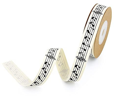 LUMoony 1 Rolle 10 m *15 mm Geschenkband mit Musiknoten Dekoband Musik Noten Creme Schleifeband Geschenkband DIY-Geschenkverpackung, Hochzeit, Kuchen, Geburtstagsfeier