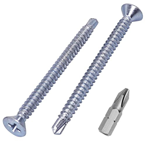 SKIR'CO Lot de 100 vis autoforeuses DIN 7504 P en acier zingué 4,8 x 60 mm pour métal, vis à tôle à tête fraisée