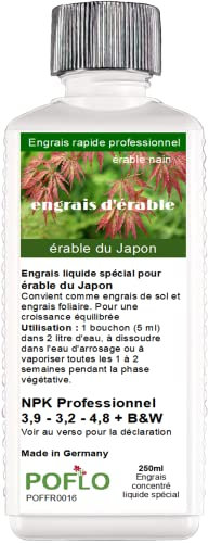 POFLO Engrais pour érable, érable du Japon, érable nain, engrais liquide, érable japonais, engrais complet HIGHTECH NPK (250ml)