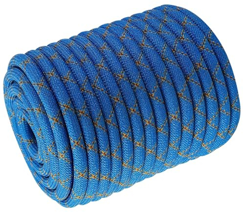 Double Braided Arborist Rope - 1/2 Inch x 100 Feet Polyester High Strength Climbing Rope for Tree Work, Halyard, Sailing (Blue/Red/Yellow)