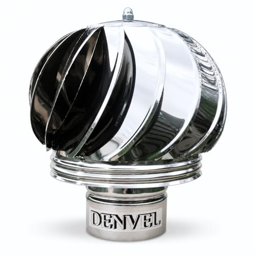80 mm Sombrerete Giratorio para Chimenea y Ventilación de Acero Inoxidable – Cubierta de Chimenea, Extractor de Humos Eólico Anti Retorno para Mejorar la Evacuación de Humos, Tapa Conductos - Denvel®