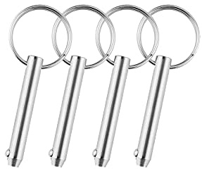 4 Stück Edelstahl Schnellablöser Pin mit federbelasteten Kugel Endkreis Ring Edelstahl, Bimini -Oberteile für Bootezubehör (10x65mm)