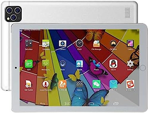 Volu Tablet Android 10 Pollici, Tablet Telefono 3G/4G con Doppio Slot per Schede SIM, Processore Quad-Core, Touchscreen HD, WiFi, Bluetooth, GPS,Bianco,Hilarious123