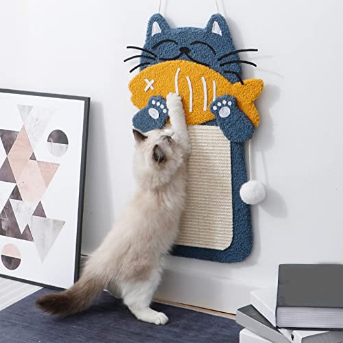 Sisal-Katzenkratzer in Katzenform, Interaktives Sisalseil, Bunt, Lustiger Kratzbaum, Katzenkratzspielzeug, Haustier-Kätzchenspielzeug, Lustiger Katzenkratzer für Den(Wandmontiertes Modell)