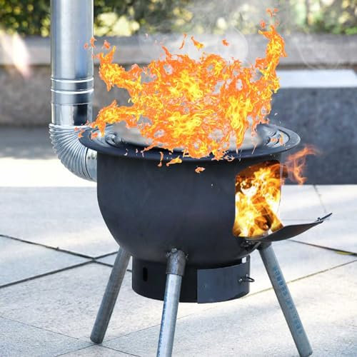 YUGXTH Holzofen, Kleiner Outdoor-Gartenofen, Tragbarer Outdoor-Zeltofen mit Kaminrohr und Handschuhen, Zum Kochen, Camping, Brennen, Grillen, Flachgrill (Size : 43 * 55cm)