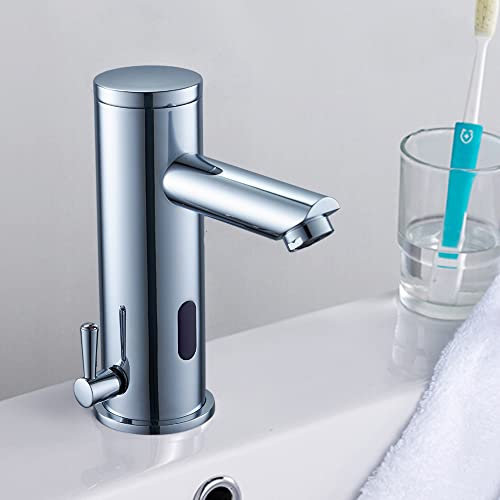 HarBin-Star Infrarot Sensor Wasserhahn Bad, für Waschbecken Badezimmer, Automatischer Waschtischarmatur, Mischbatterie Einhebelmischer für Badezimmer Chrom