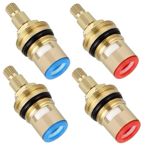 MenYiYDS 4 Pcs Universelles Wasserhahnventil, Ersatzventil für Wasserhahnkartusche, universelle Wasserhahnbox aus Keramik und Messing für Zuhause, Büro, Küchenarmatur (rot, blau)