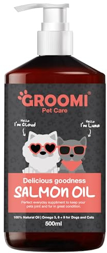 Groomi - Premium Scottish Salmon Oil for Dogs & Cats - Rich in Omega 3, 6, 9 for Skin, Coat, Joint & Brain Health, Sustainably Sourced, Natural Supplement