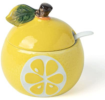 Tarro de especias de porcelana, azucarero, tarro pequeño con forma de fruta, salero y pimentero, caja de condimento de salero de cerámica, azucarero pequeño colorido Bakey-Lime-0.3 ( Color : Lemon , S