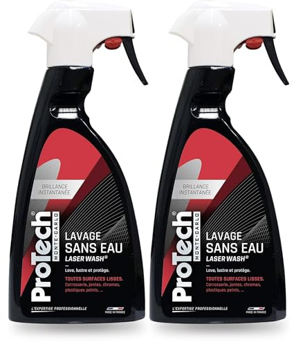 ProTechMC | 2X Nettoyant sans Eau pour Voiture | Toutes Surfaces Lisses | Produit Lave Vitres, Carrosserie, Plastiques Peints, Jantes | sans Rinçage | Made in France | 1L