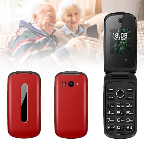 Telefoni Cellulari di Base per Anziani e Bambini, Telefoni Stupidi Sbloccati, Telefoni Cellulari Senza Internet - con Pulsanti Grandi, MP3, MP4, Fotocamera, Torcia Elettrica, SOS,Red